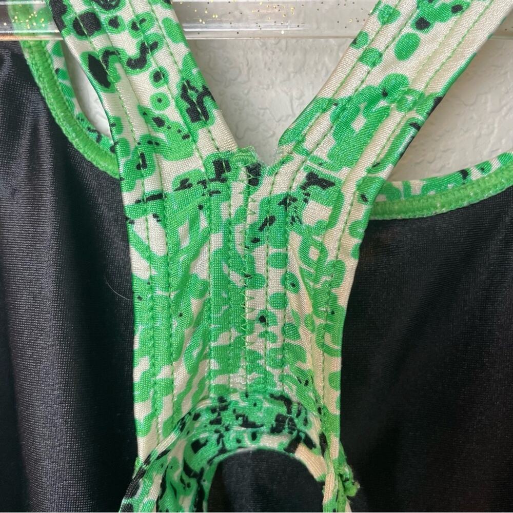 Vintage SPEEDO One Piece Swimsuit Neon Green Print Size 6 - Picture 8 of 8